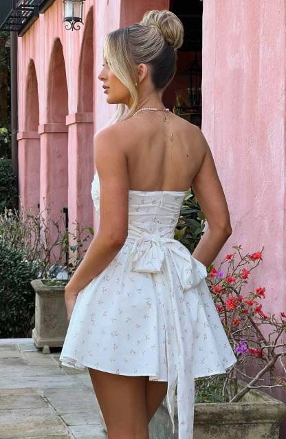 Strapless Corset Mini Dress With Flared Skirt-Viral Super Shop