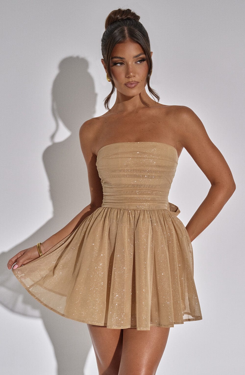 Strapless Corset Mini Dress With Flared Skirt-Viral Super Shop