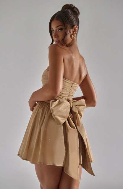 Strapless Corset Mini Dress With Flared Skirt-Viral Super Shop