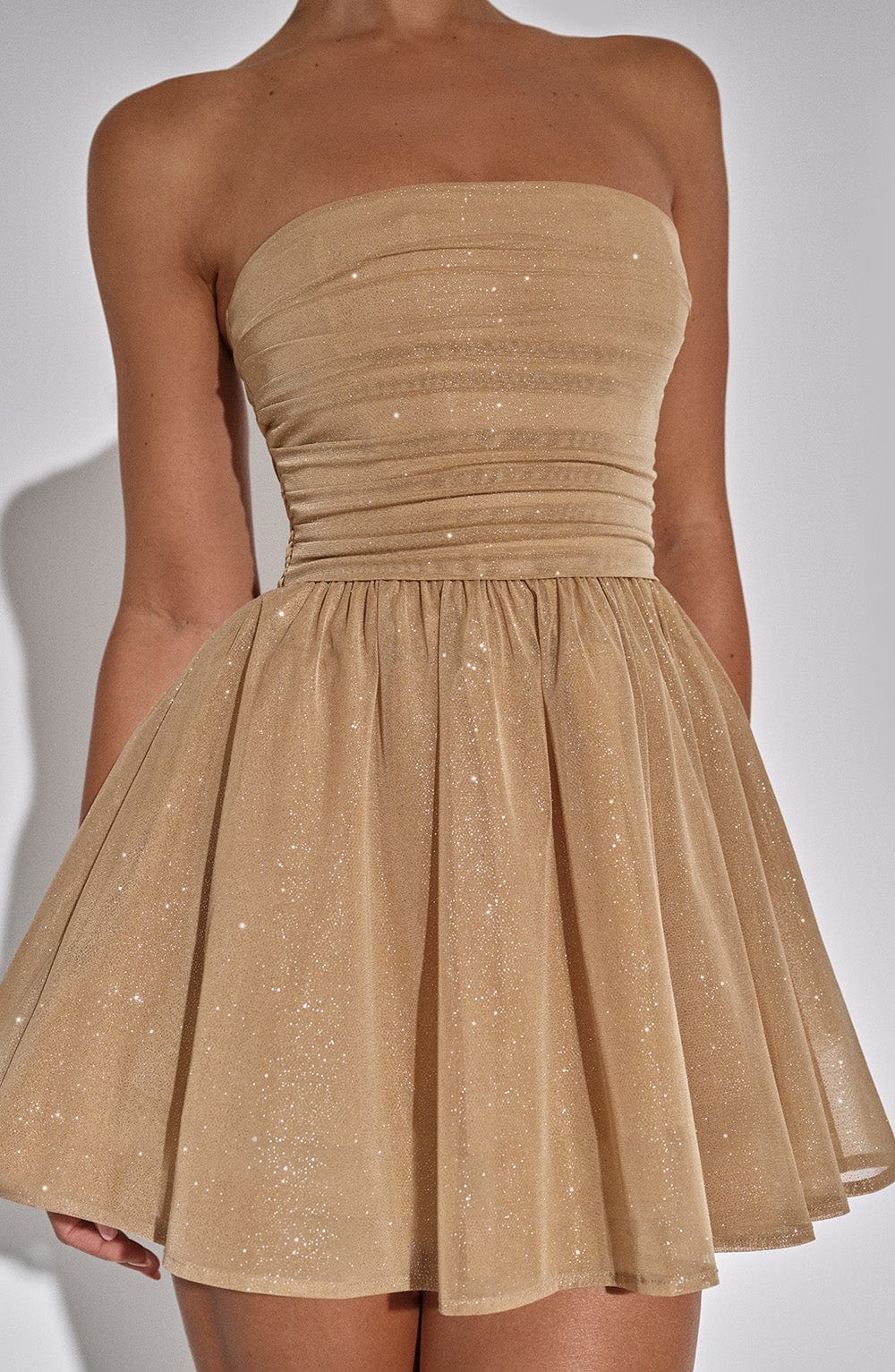 Strapless Corset Mini Dress With Flared Skirt-Viral Super Shop