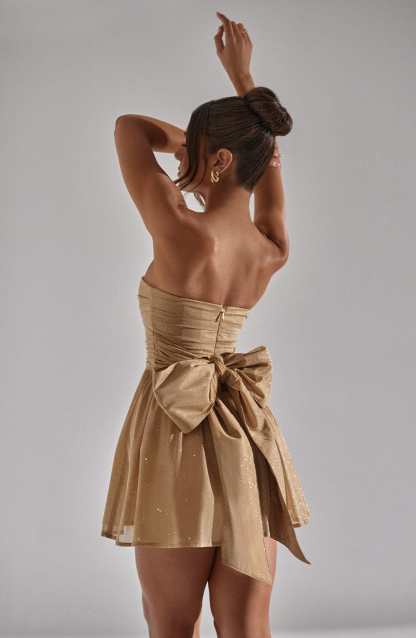 Strapless Corset Mini Dress With Flared Skirt-Viral Super Shop