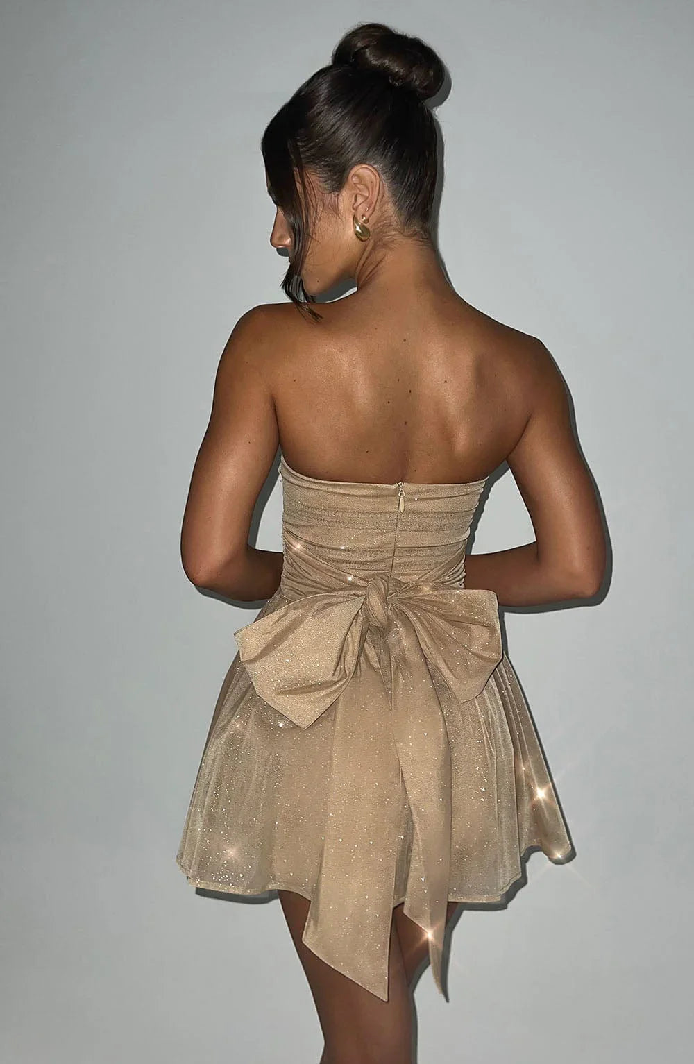 Strapless Corset Mini Dress With Flared Skirt-Viral Super Shop