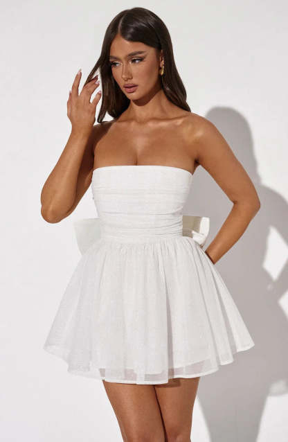 Strapless Corset Mini Dress With Flared Skirt-Viral Super Shop