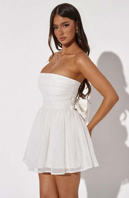 Strapless Corset Mini Dress With Flared Skirt-Viral Super Shop