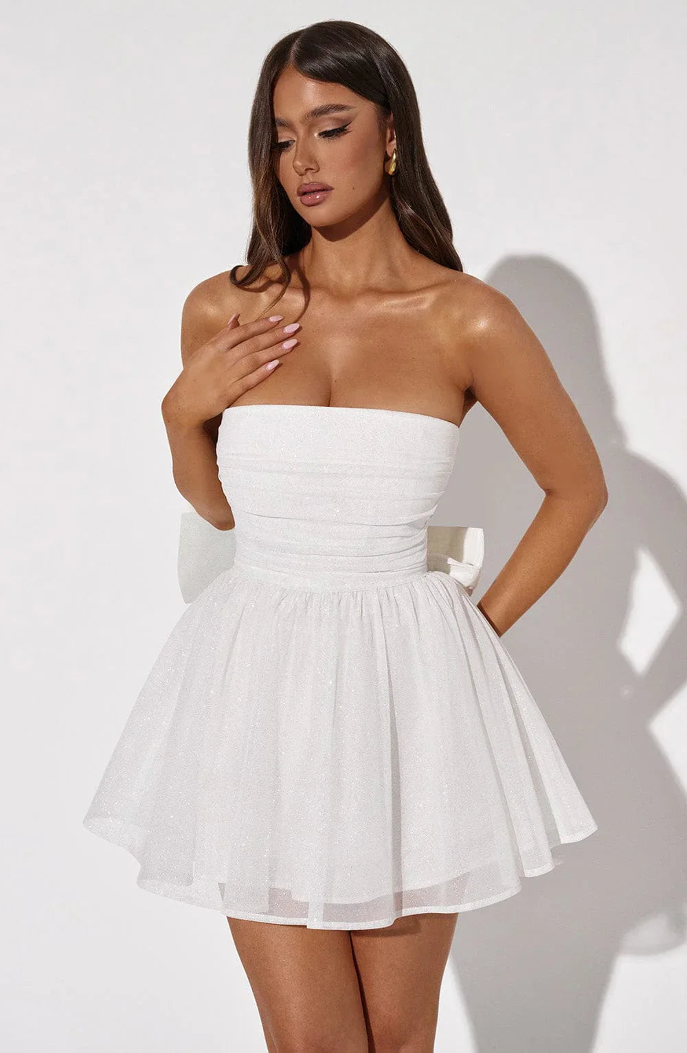 Strapless Corset Mini Dress With Flared Skirt-Viral Super Shop