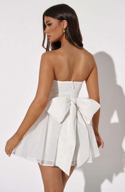 Strapless Corset Mini Dress With Flared Skirt-Viral Super Shop