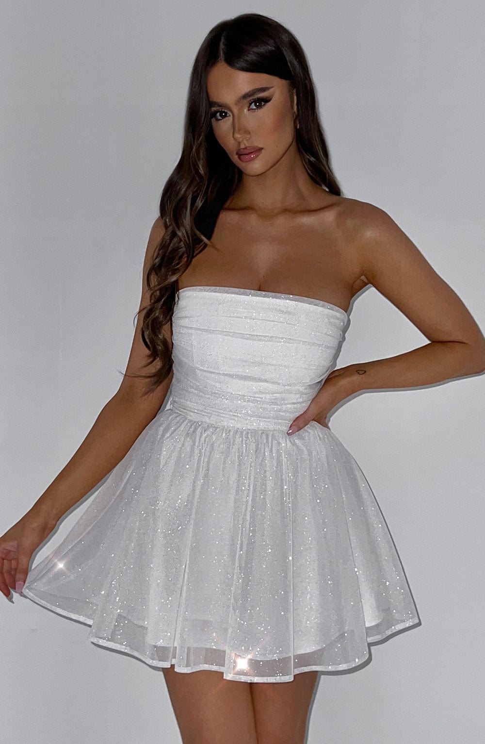 Strapless Corset Mini Dress With Flared Skirt-Viral Super Shop