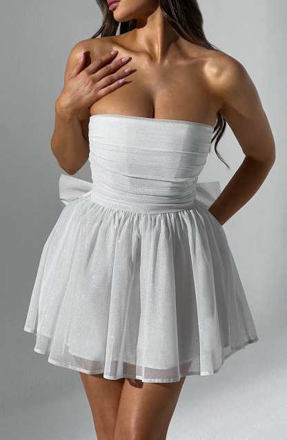 Strapless Corset Mini Dress With Flared Skirt-Viral Super Shop