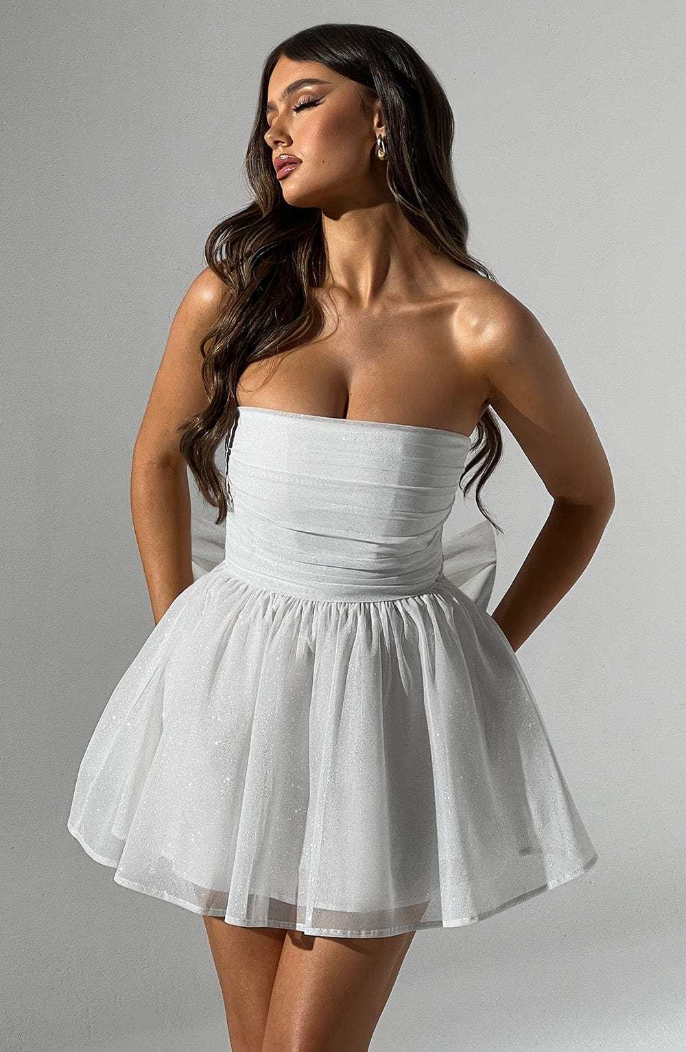 Strapless Corset Mini Dress With Flared Skirt-Viral Super Shop