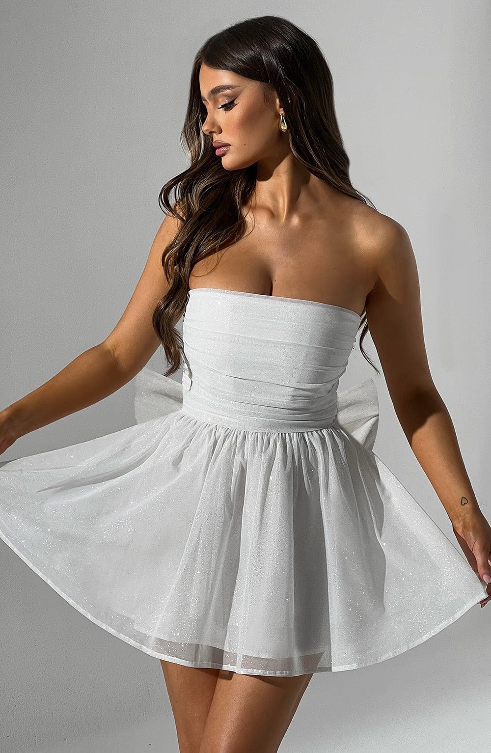 Strapless Corset Mini Dress With Flared Skirt-Viral Super Shop