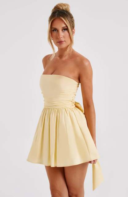 Strapless Corset Mini Dress With Flared Skirt-Viral Super Shop