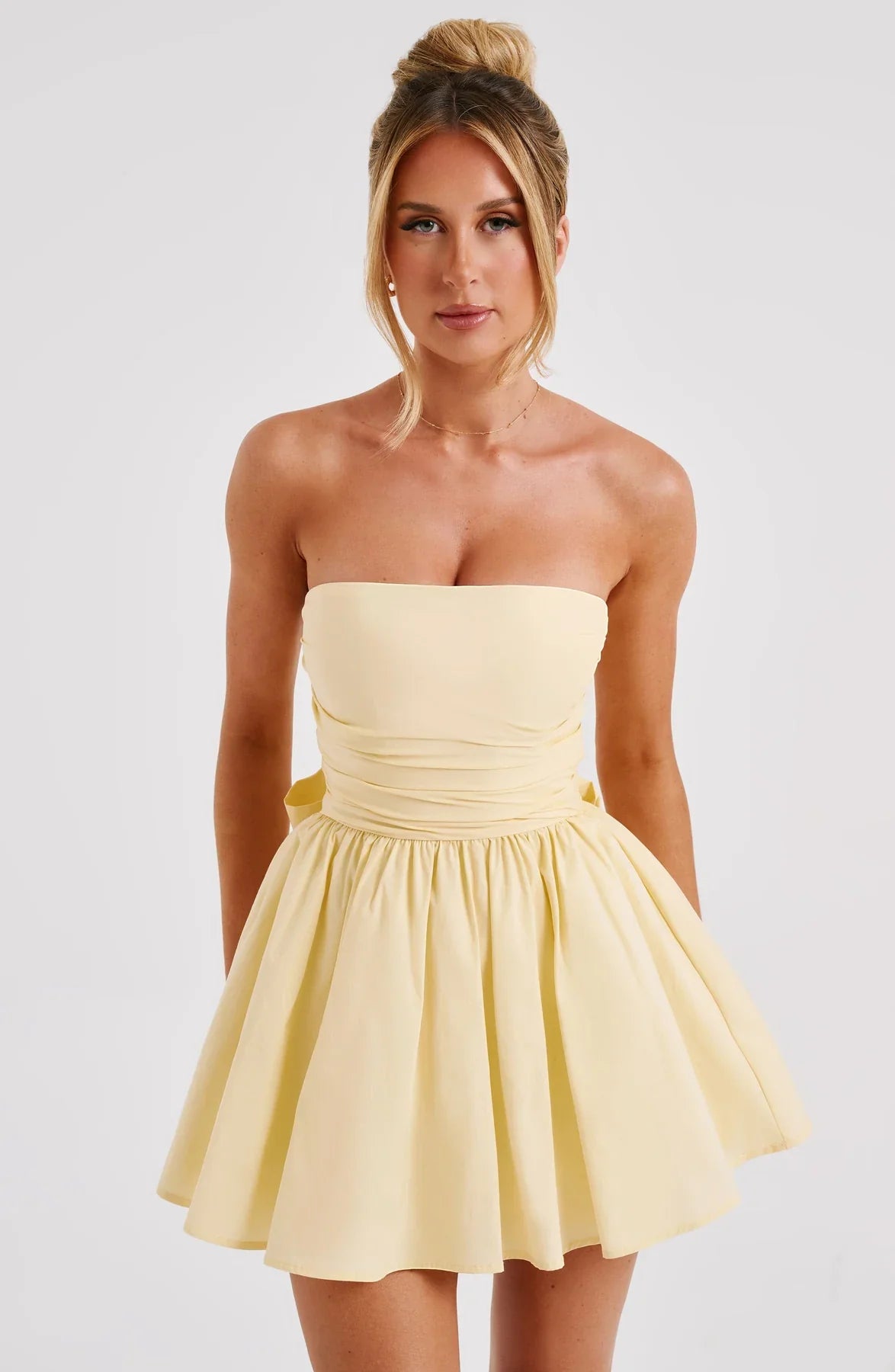 Strapless Corset Mini Dress With Flared Skirt-Viral Super Shop