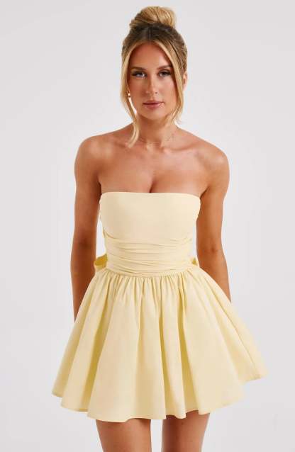Strapless Corset Mini Dress With Flared Skirt-Viral Super Shop