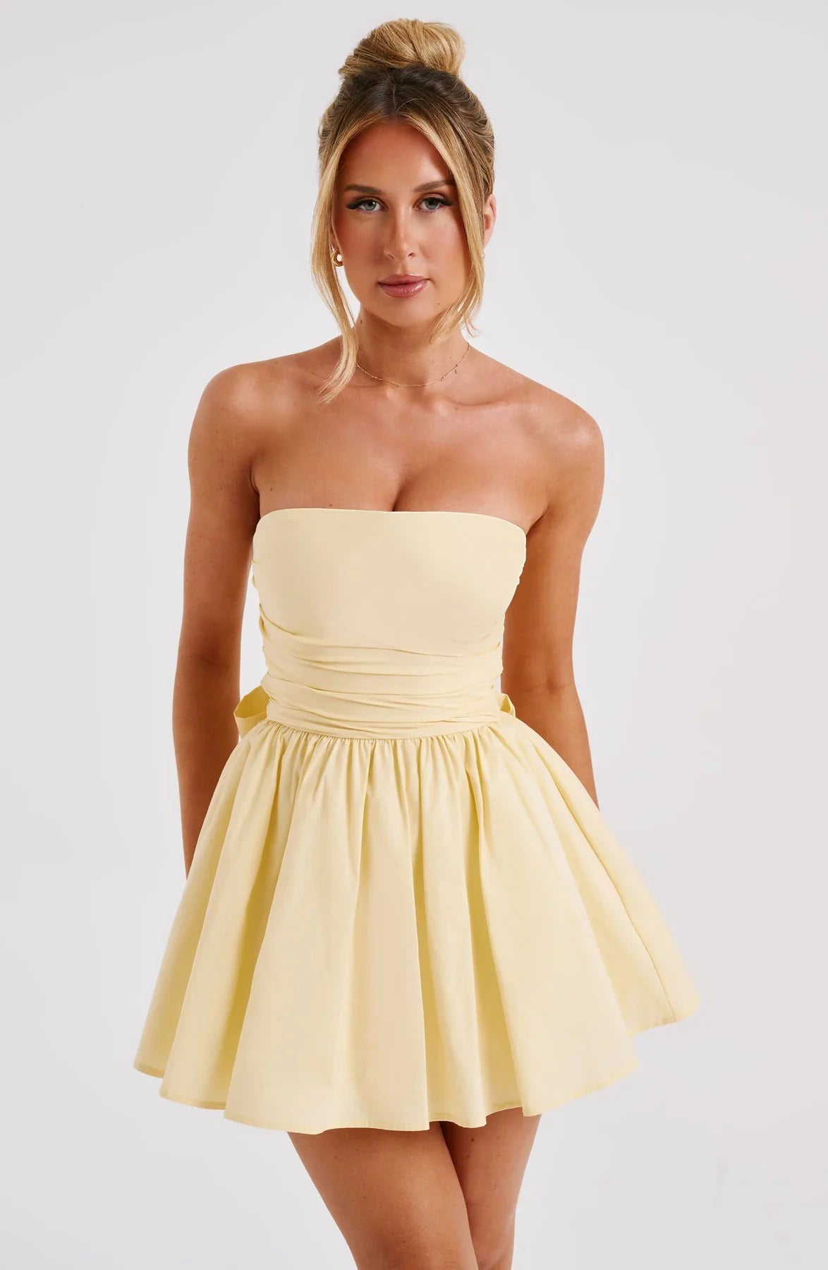 Strapless Corset Mini Dress With Flared Skirt-Viral Super Shop