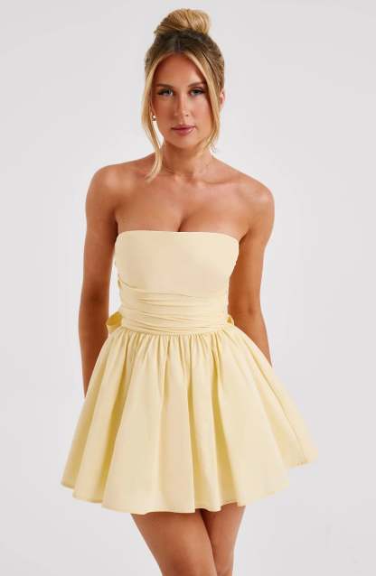 Strapless Corset Mini Dress With Flared Skirt-Viral Super Shop
