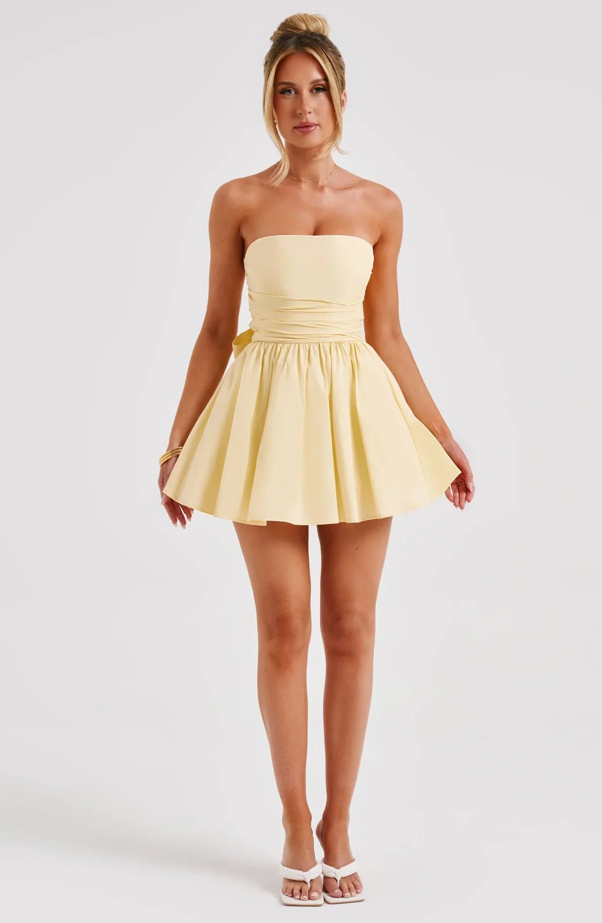 Strapless Corset Mini Dress With Flared Skirt-Viral Super Shop
