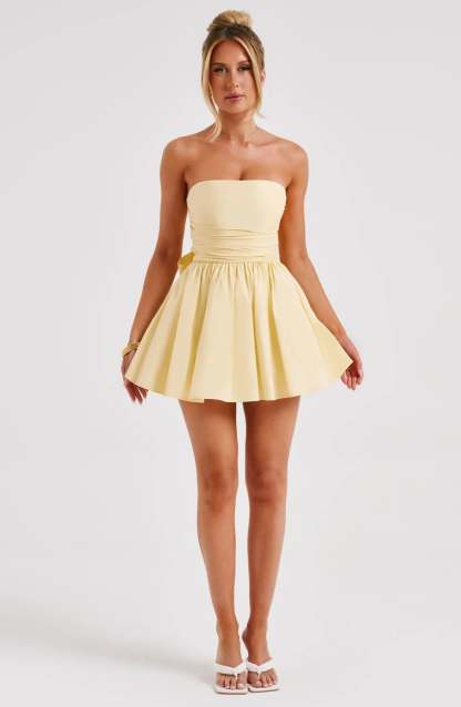Strapless Corset Mini Dress With Flared Skirt-Viral Super Shop