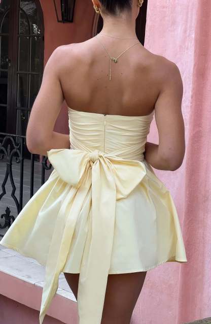 Strapless Corset Mini Dress With Flared Skirt-Viral Super Shop