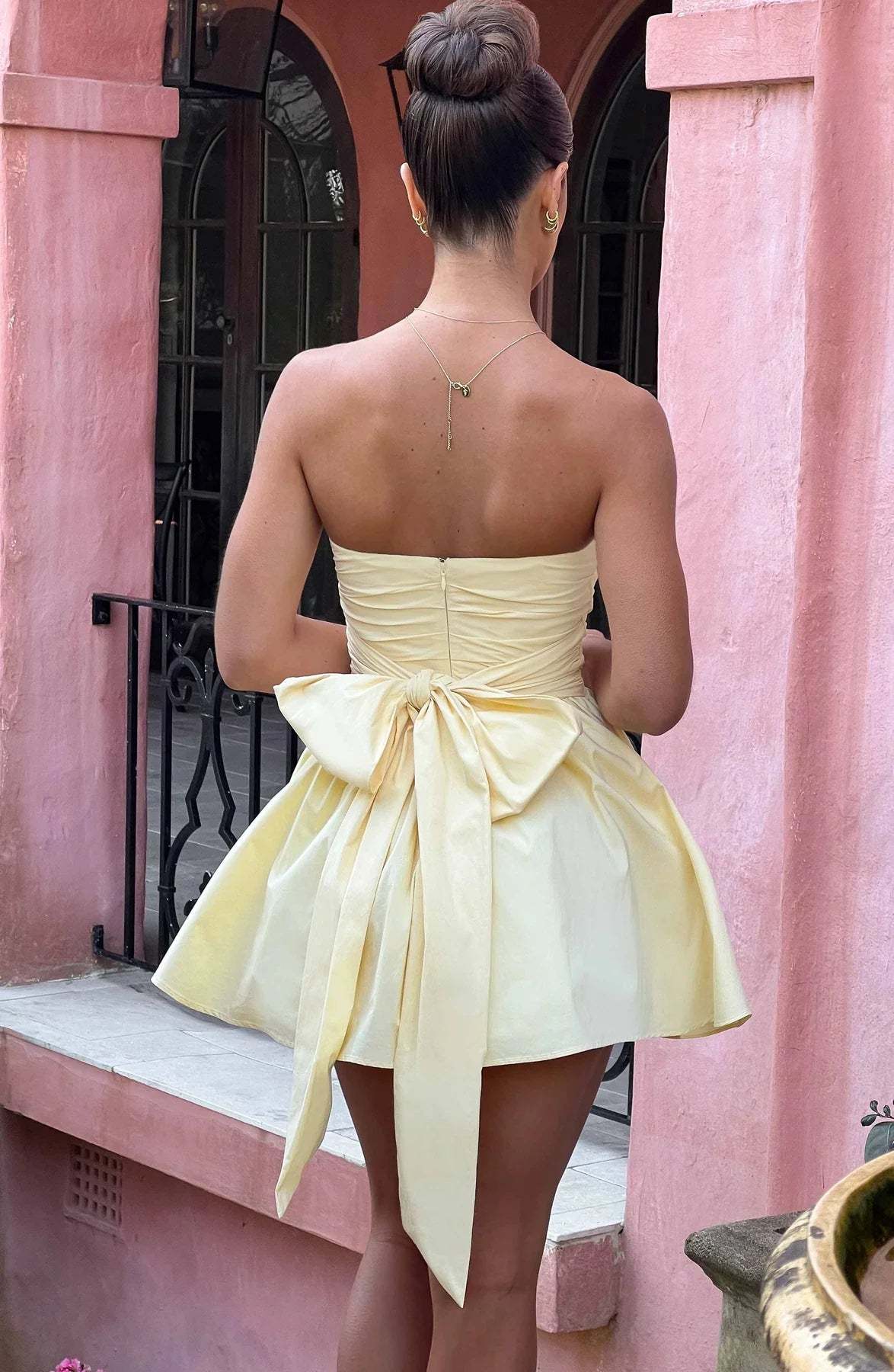 Strapless Corset Mini Dress With Flared Skirt-Viral Super Shop