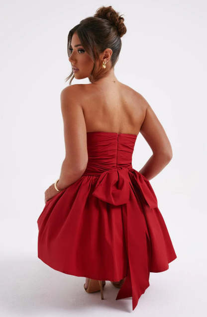 Strapless Corset Mini Dress With Flared Skirt-Viral Super Shop