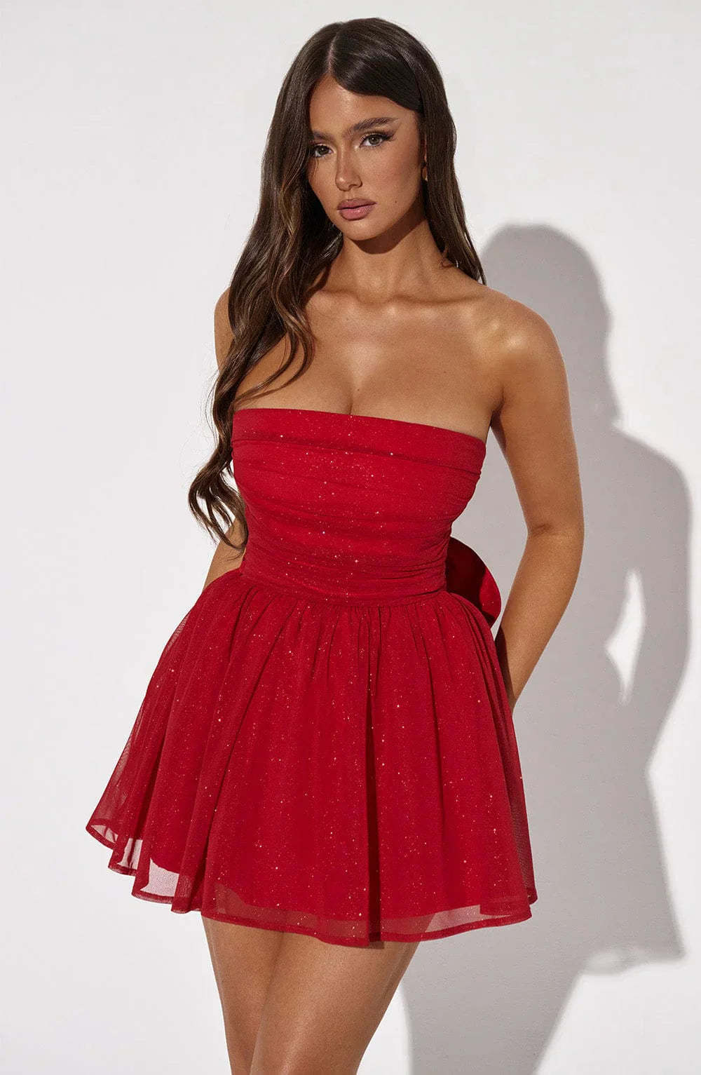 Strapless Corset Mini Dress With Flared Skirt-Viral Super Shop