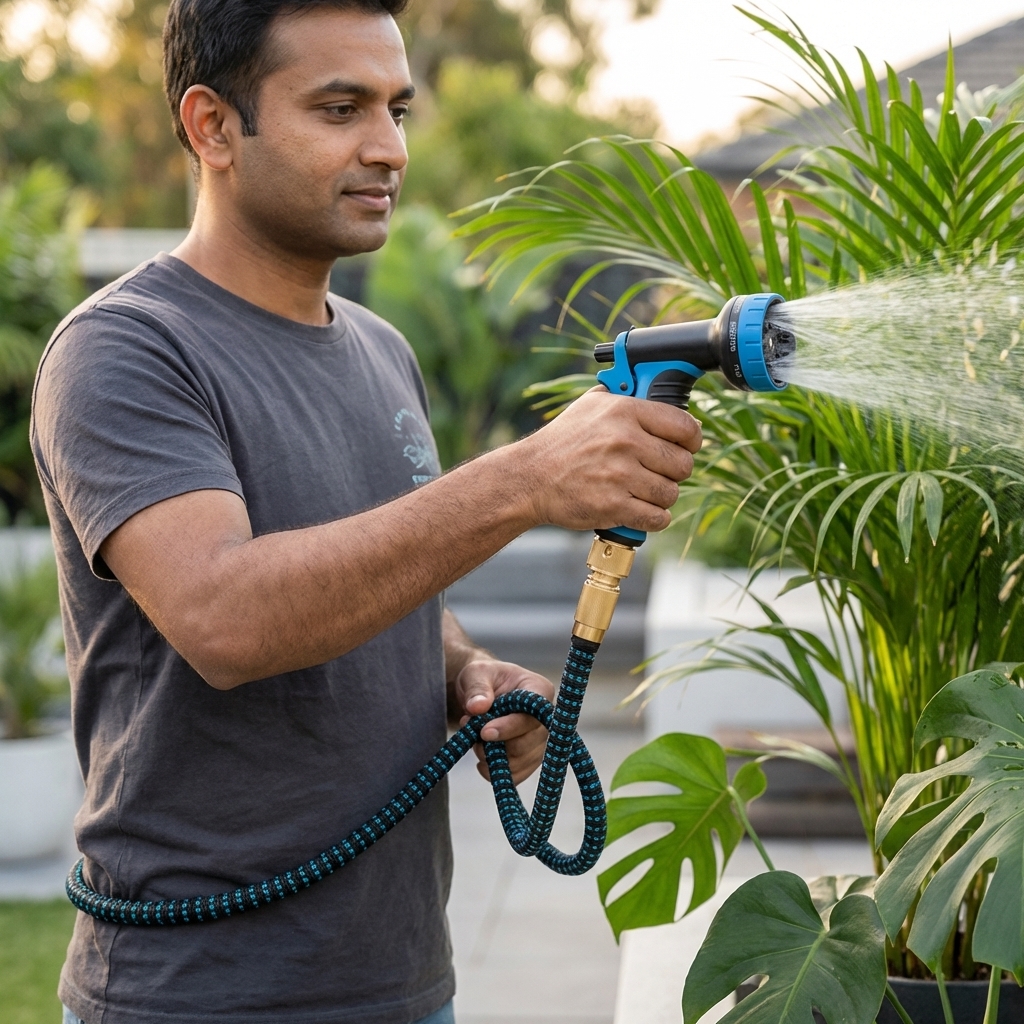 Expandable Garden Hose Kit With 10-Function High-Pressure Spray