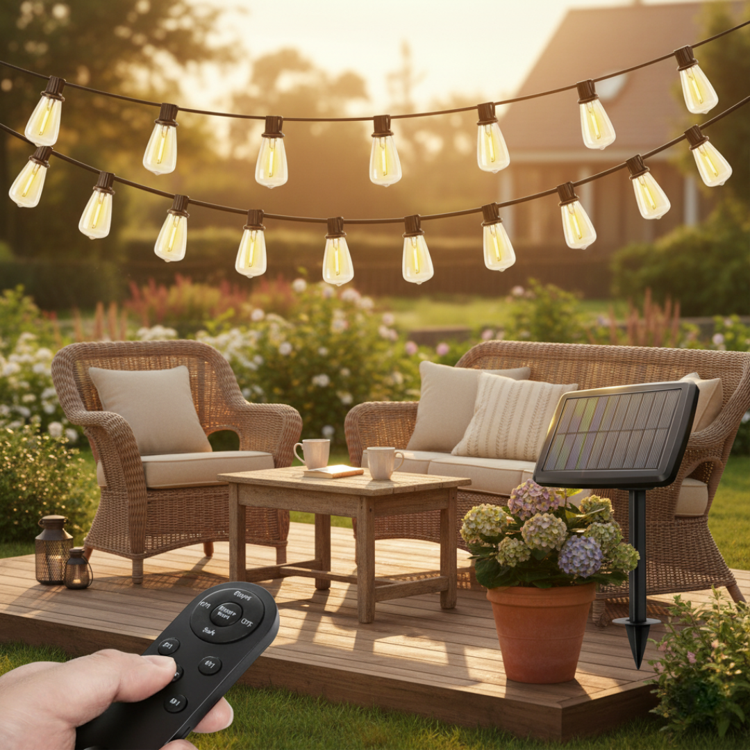Solar String Lights Waterproof With Patio Lights Solar Powered With Remote And USB