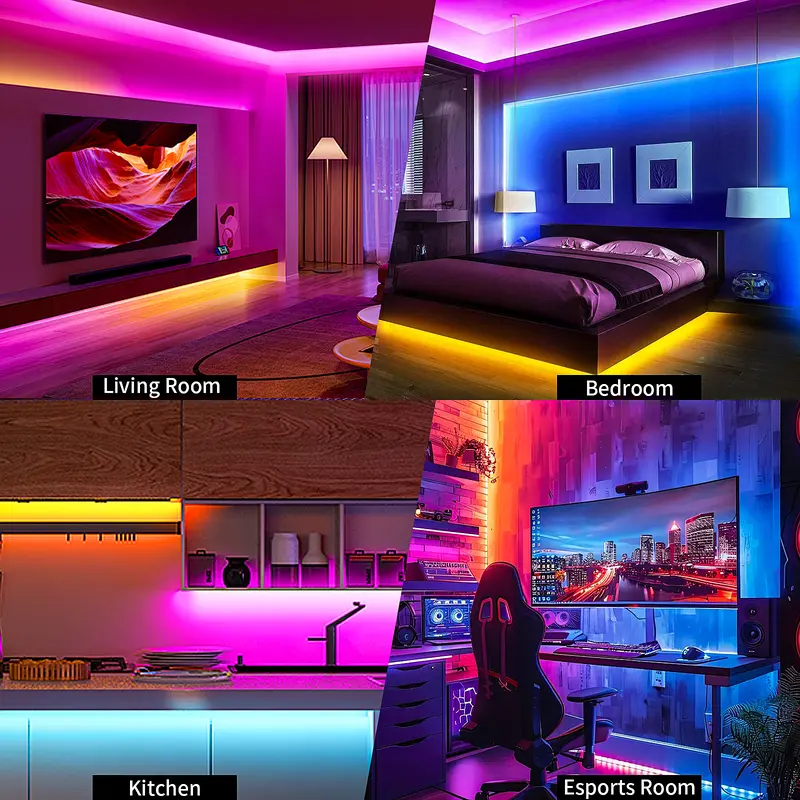 Music Sync LED Strip Lights With Adhesive Backing And Control