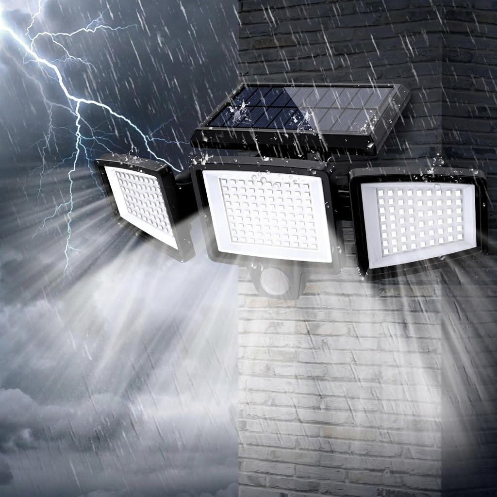 Solar Security Lights Outdoor 2500LM 210 LED Motion Sensor Flood Lights With Remote