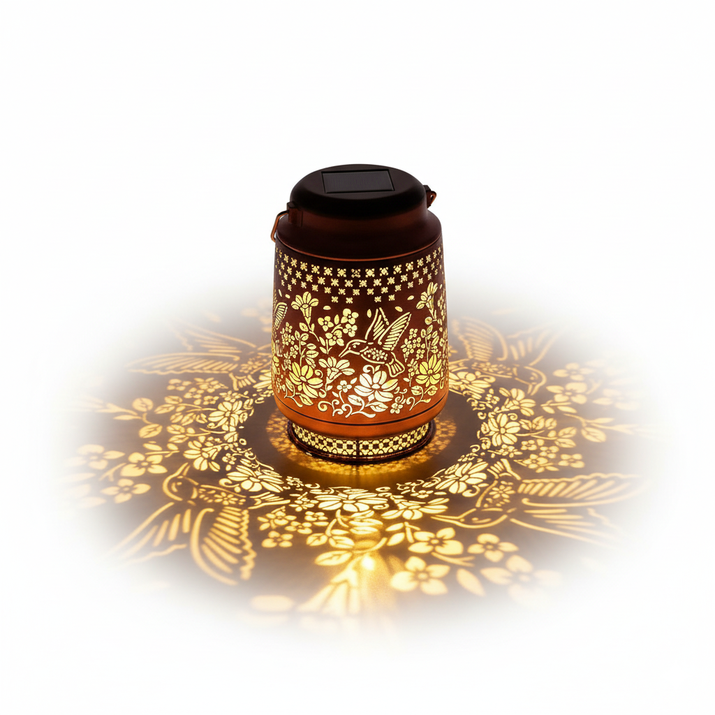 Outdoor Hummingbird Solar Lanterns Waterproof Hanging Metal Lights