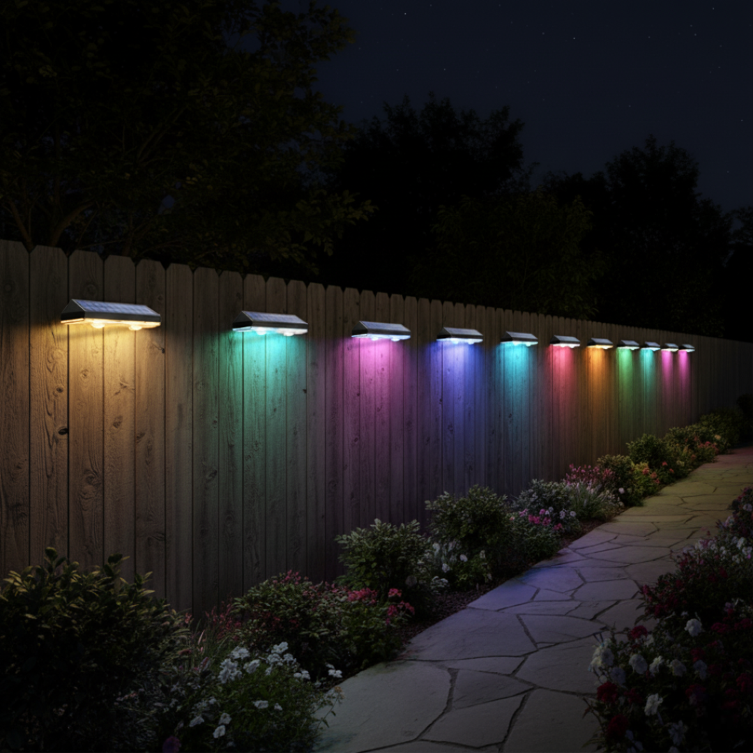 Solar Fence RGB Outdoor 8 Pack Waterproof LED 3 Mode