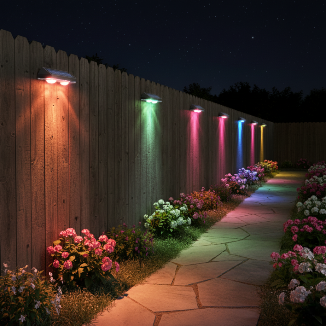 Solar Fence RGB Outdoor 8 Pack Waterproof LED 3 Mode