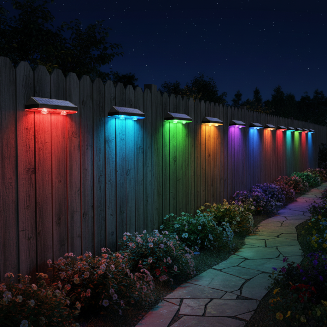 Solar Fence RGB Outdoor 8 Pack Waterproof LED 3 Mode