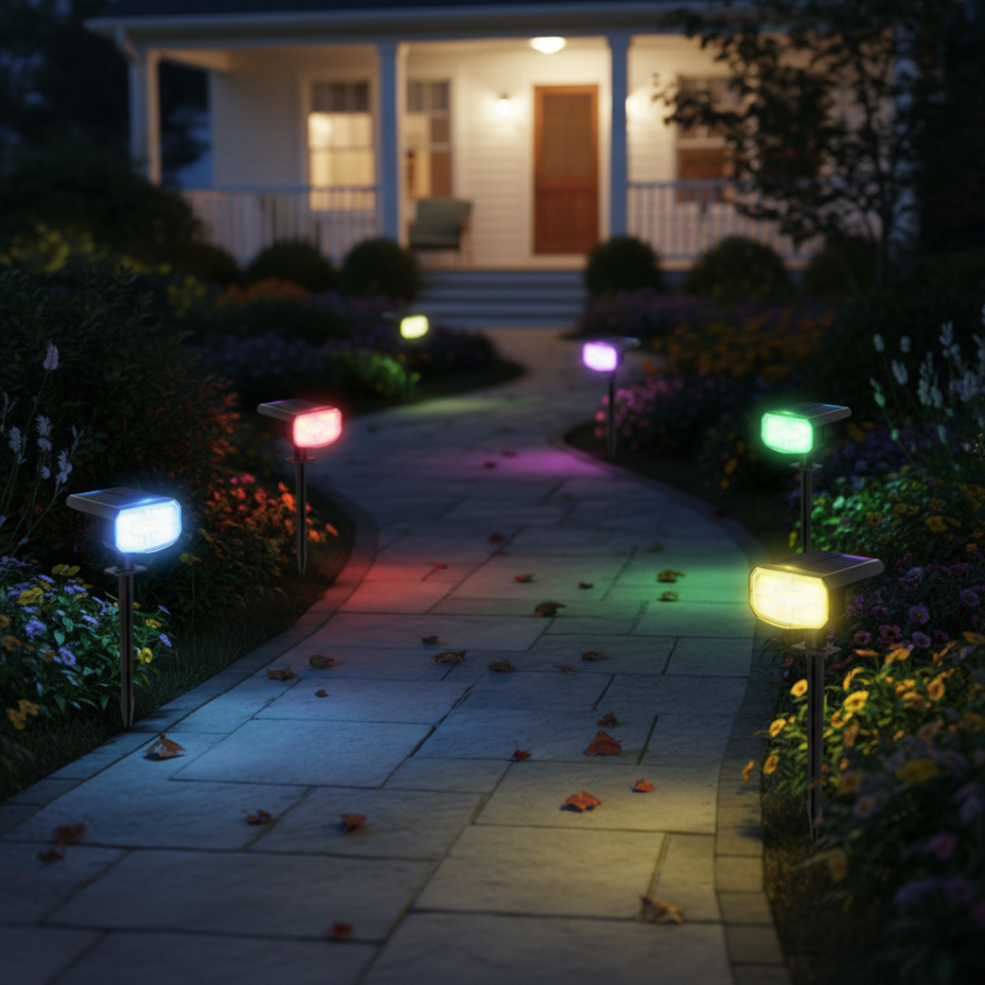 Solar Spot RGB Lights Outdoor Waterproof 4 Pack