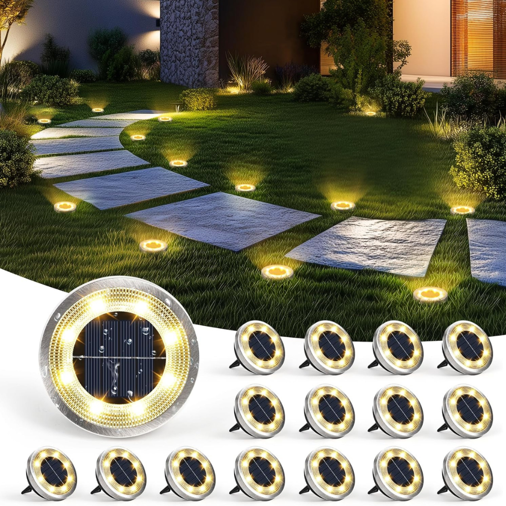 Outdoor Solar Powered Waterproof Pathway Ground Lights For Yard Garden And Driveway