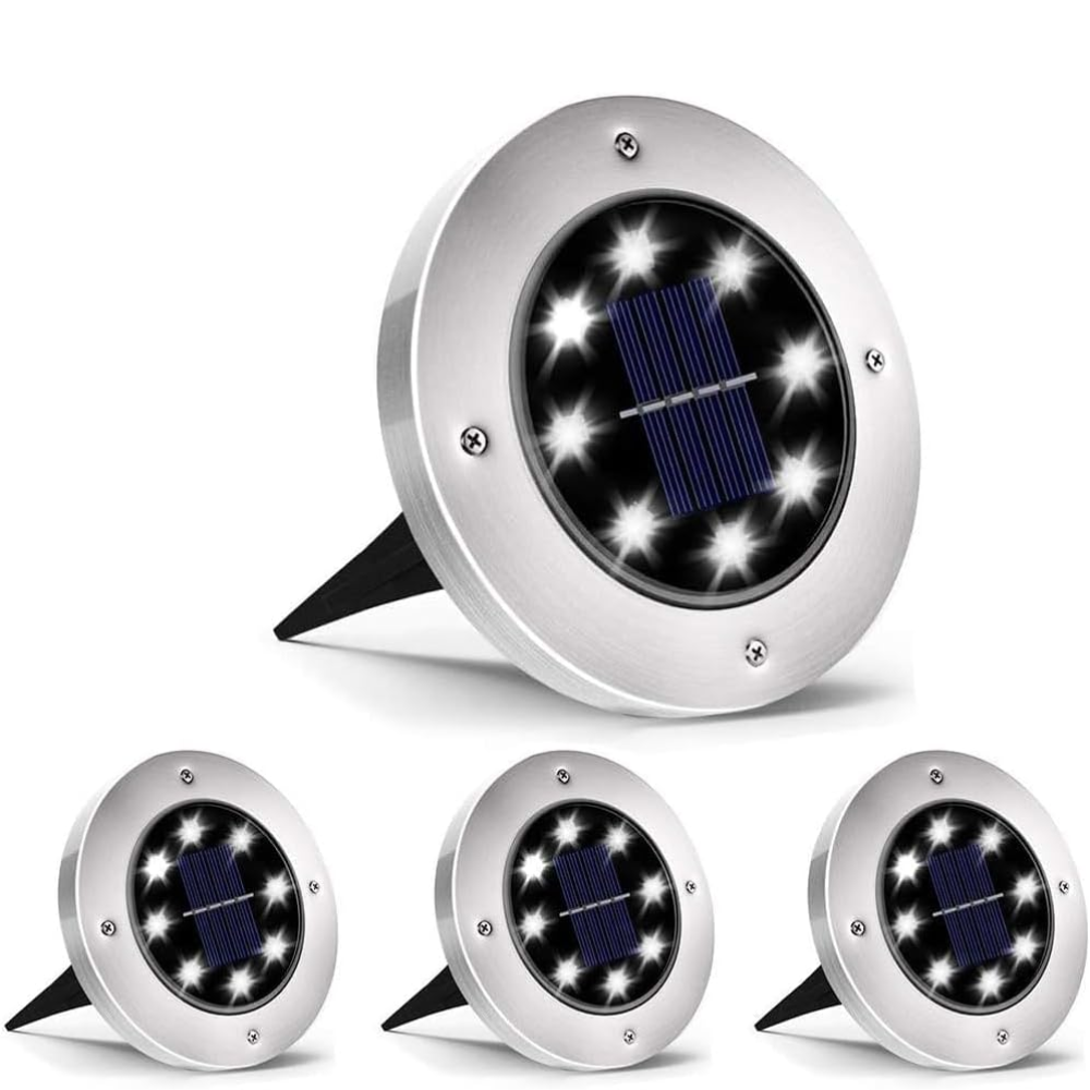 Pack Of 4 Solar Ground Lights Outdoor Waterproof Pathway