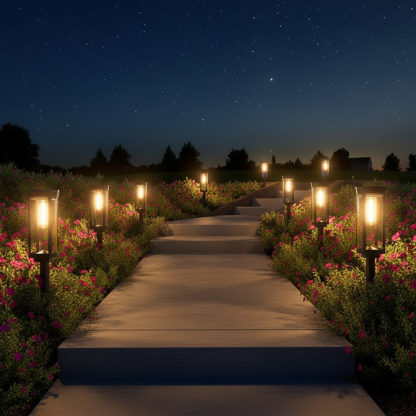 Bright Solar Pathway Lights Outdoor 8 Pack Waterproof Garden Lamps