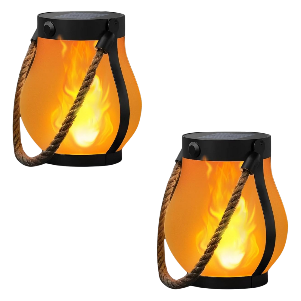 Outdoor Solar Lanterns Waterproof With Flickering Flame Dual Charge