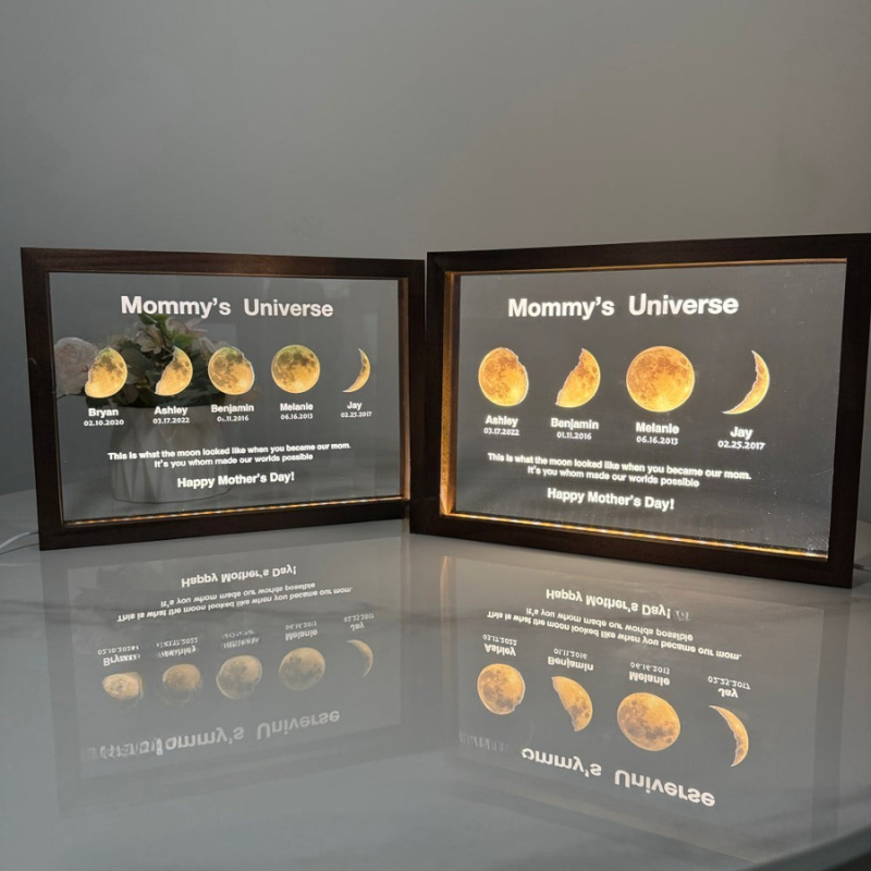 Personalized Moon Phase Light Frame For Mommy-Sparklie Lights
