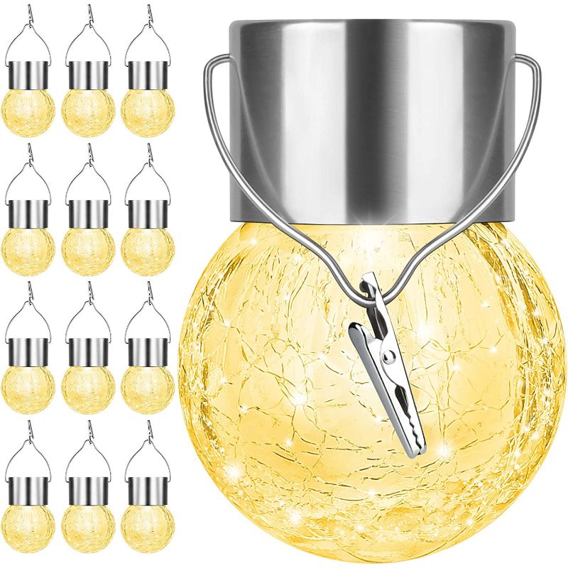 12 Pack Decorative Cracked Glass LED Ball Lights-Sparklie Lights