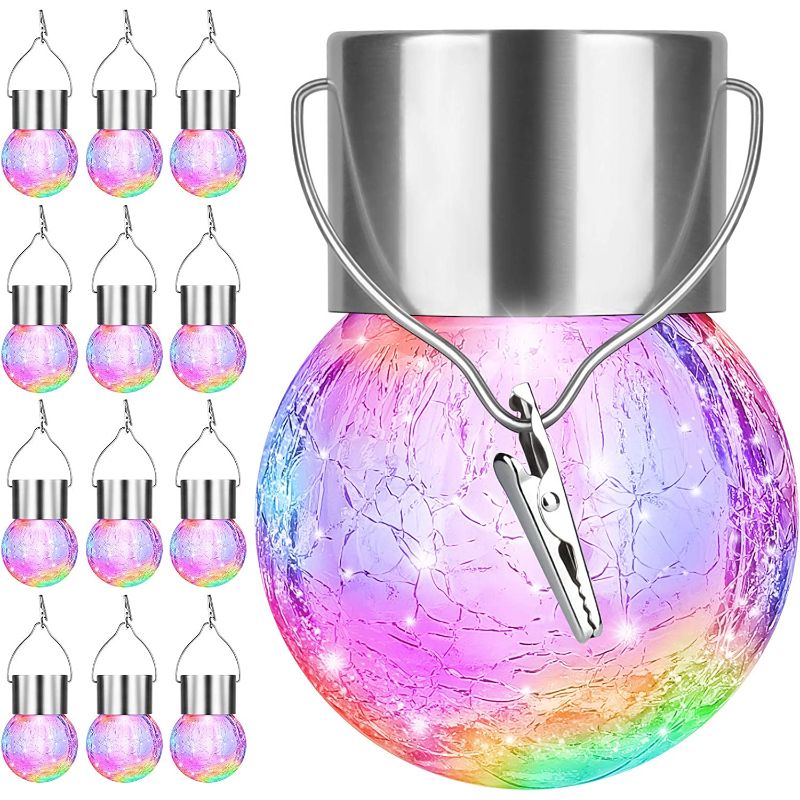 12 Pack Decorative Cracked Glass LED Ball Lights-Sparklie Lights