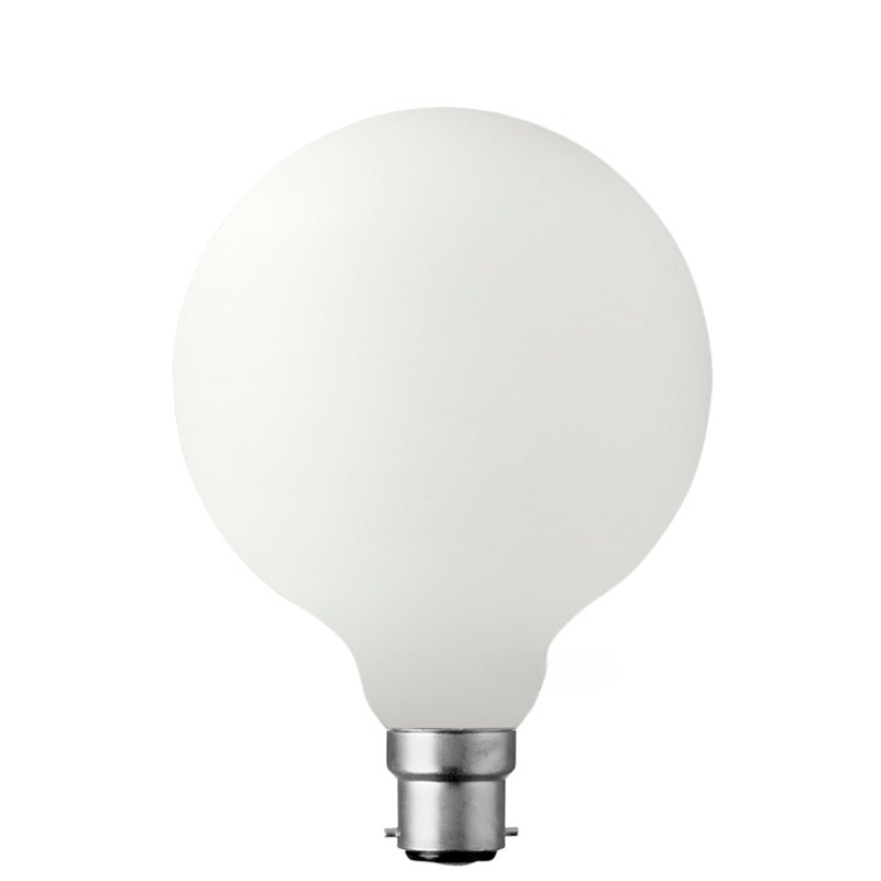 12W G125 Matte White Dimmable LED Light Globe (B22) In Warm White-Sparklie Lights