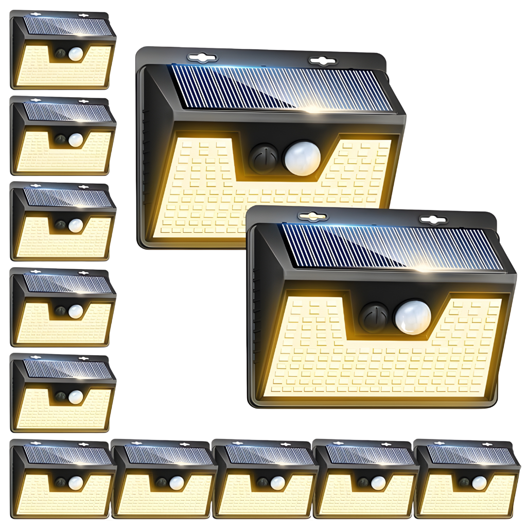 140LED Solar Security Fence Lights For Wall Garden Yard Outside