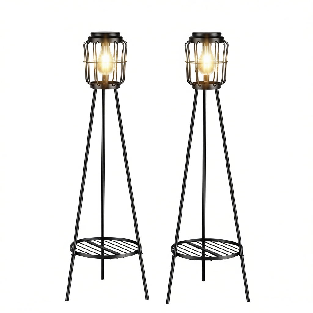 Waterproof Solar Lights With Plant Stand For Patio And Garden Decor