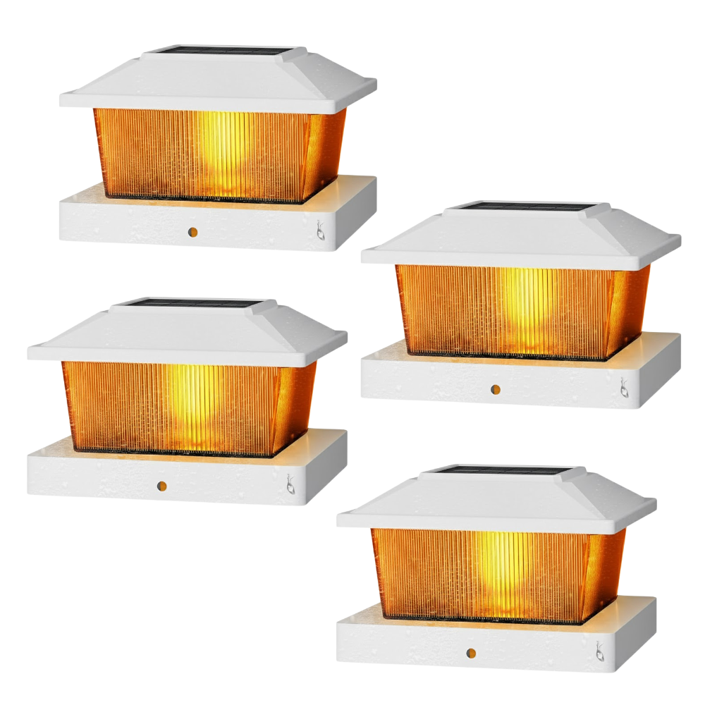 Flickering Flame Solar Post Cap Lights for Outdoor Deck and Fence