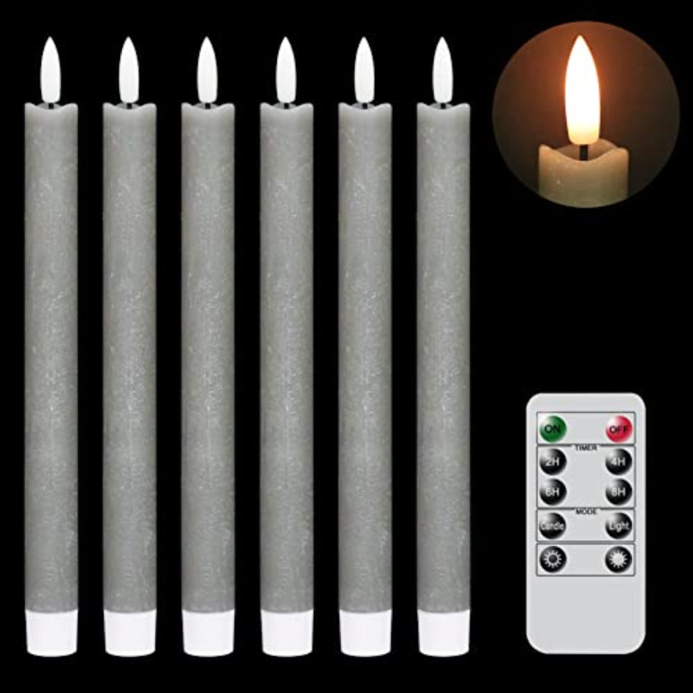 Flameless Taper Candles Flickering with 10-Key Remote, Battery Operated Led Warm 3D Wick Light Window Candles Real Wax-Sparklie Lights