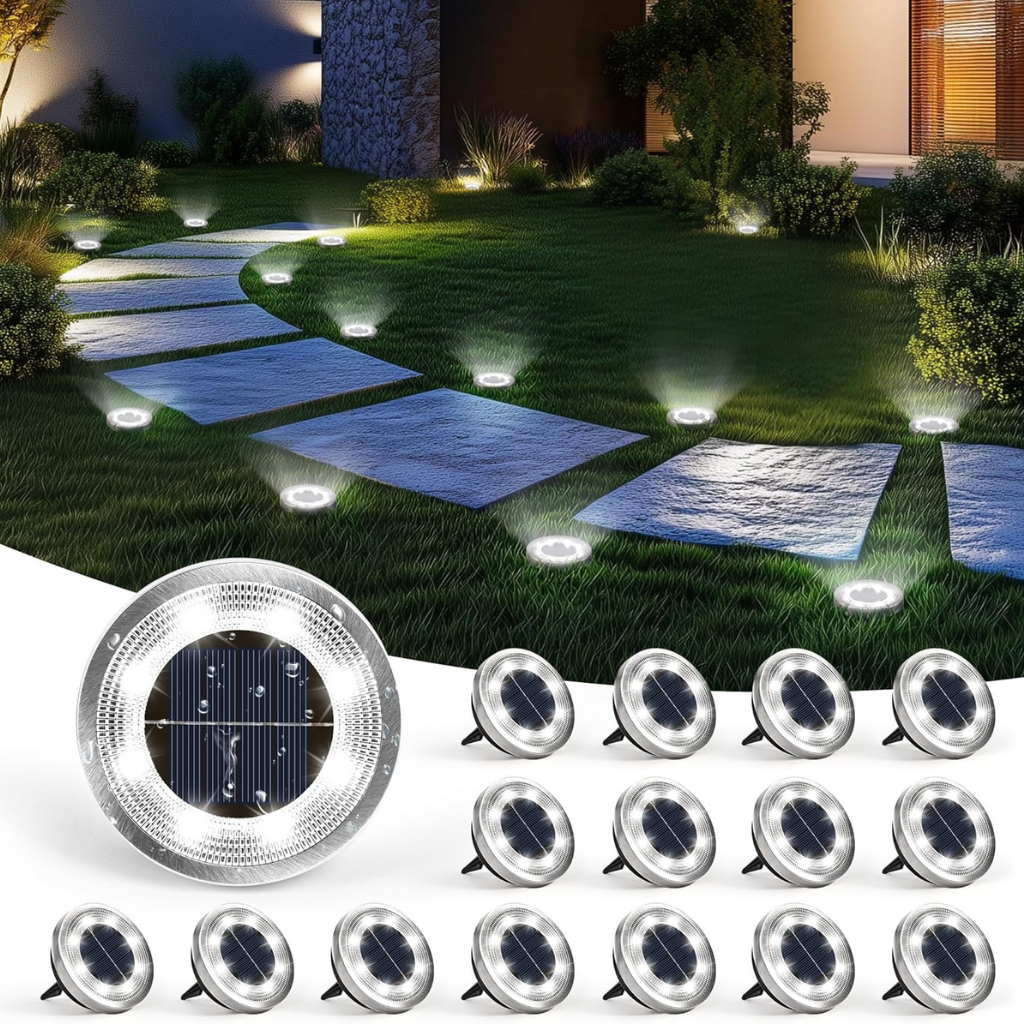 Outdoor Solar Powered Waterproof Pathway Ground Lights For Yard Garden And Driveway