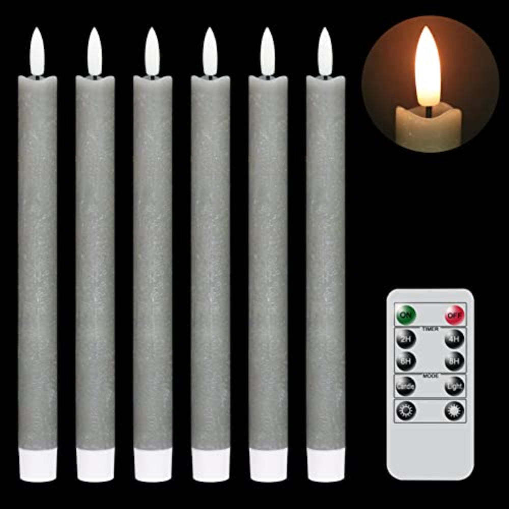 Flameless Taper Candles Flickering with 10-Key Remote, Battery Operated Led Warm 3D Wick Light Window Candles Real Wax-Sparklie Lights