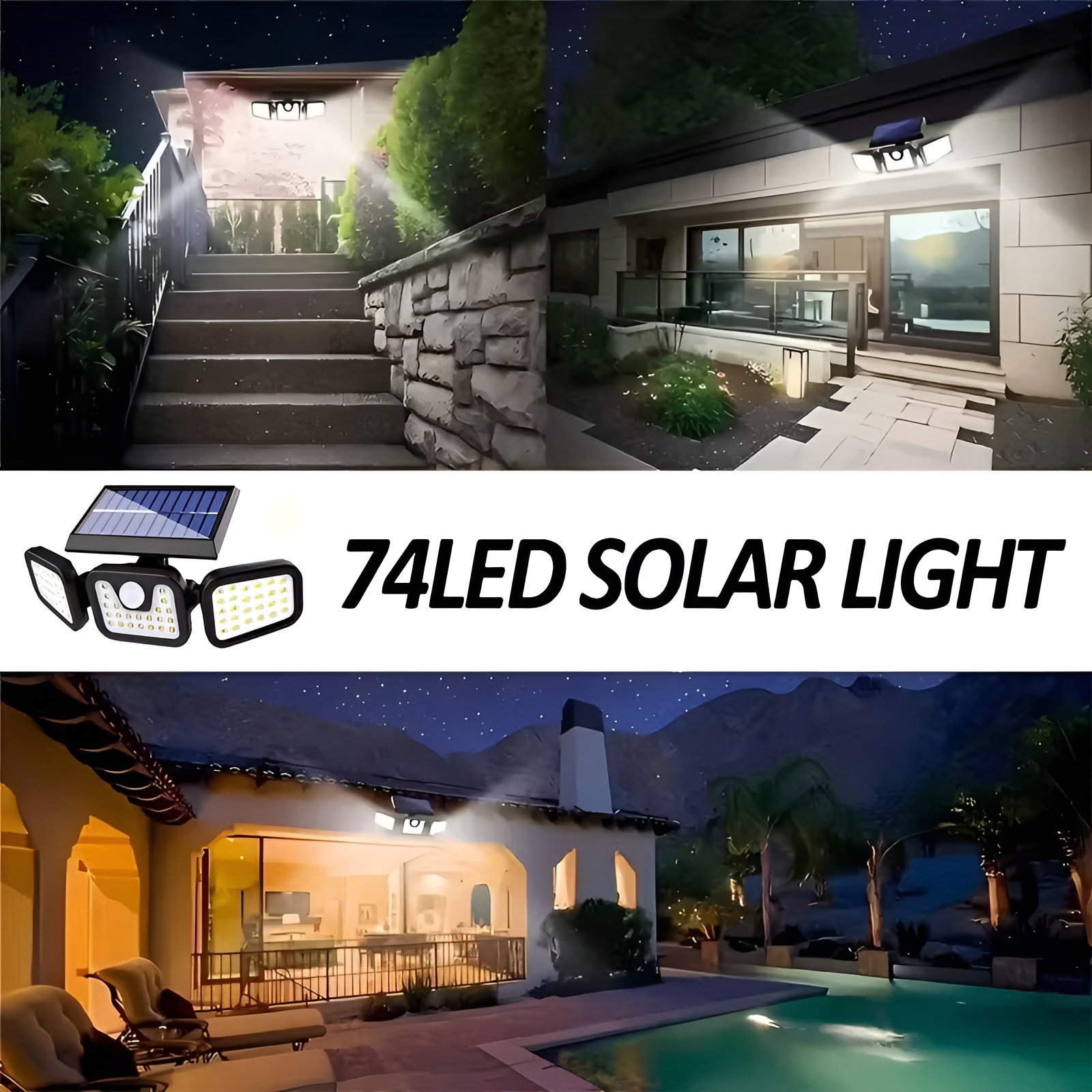 74 LED Solar Security Lights with Motion Sensor