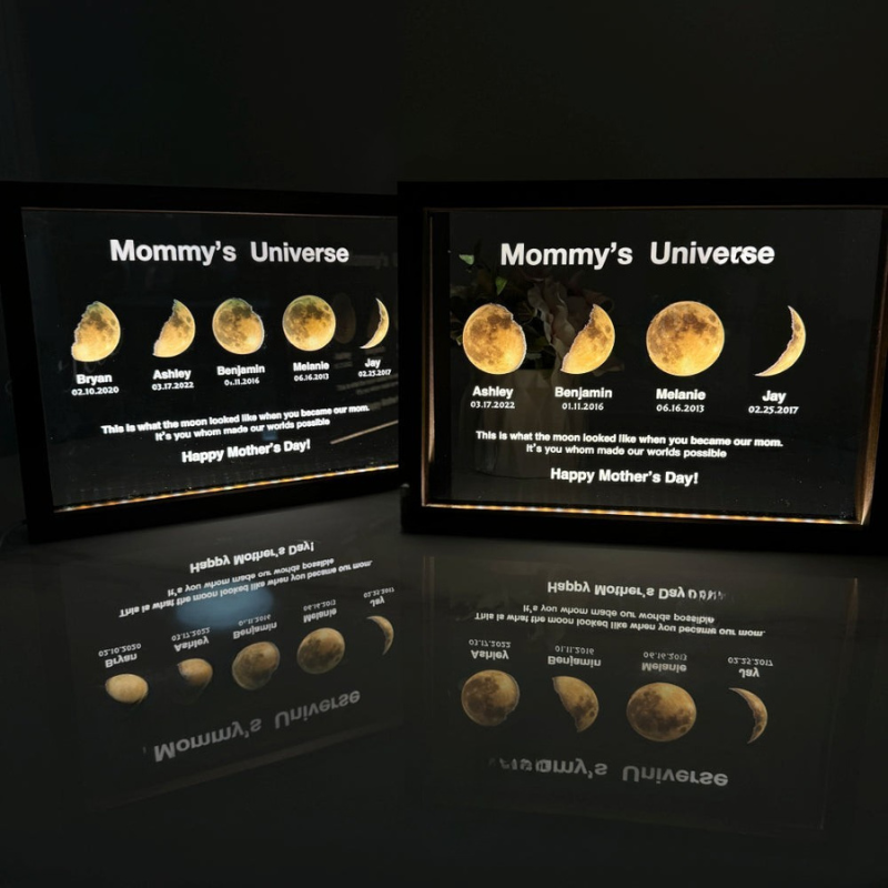 Personalized Moon Phase Light Frame For Mommy-Sparklie Lights
